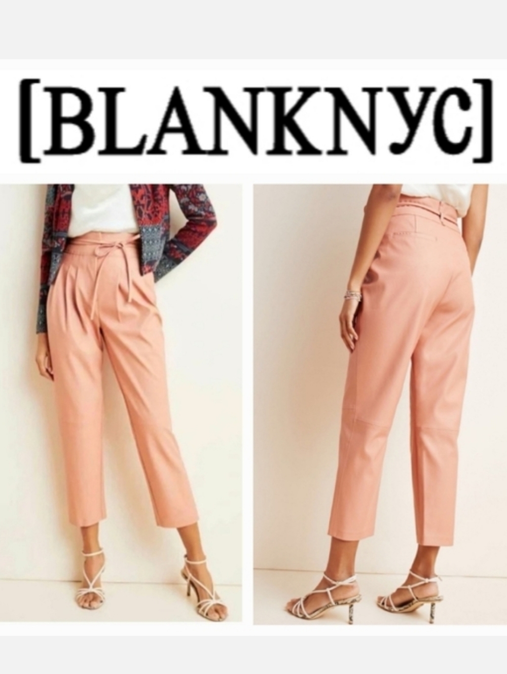 Blank NYC Chelsea Faux Leather Pants Tapered & Cropped Peach Sz 25 Fall Fashion